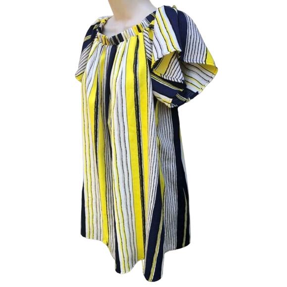 TCEC Tunic, Blue and Gold Striped, Lined, Size Small, Off-The-Shoulder - Picture 4 of 5